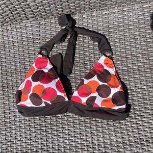 La Blanca size 10 triangle bikini top padded swinsuit brown orange polka dots